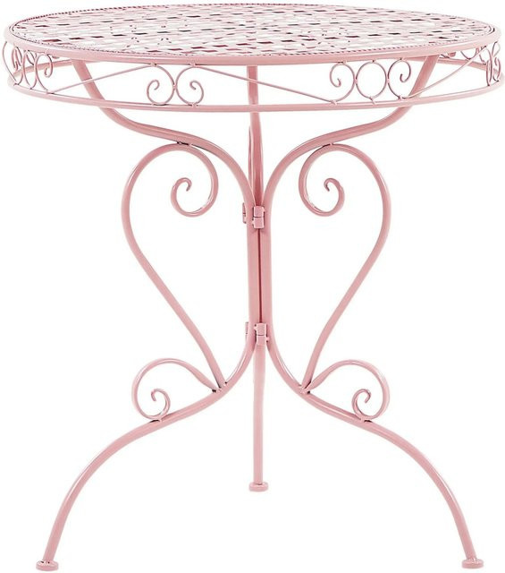 Beliani Runder Tisch ALBINIA in Rosa mit durchbrochenem Muster aus Eisen, B/T/H: 70 x 70 x 74 cm - Bild 1