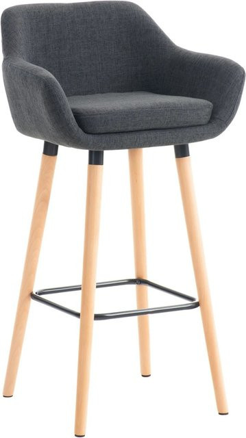 DELUKE Barhocker VILO mit Lehne in Dunkelgrau, Stoffbezug und Buchenholz, H: 99 cm, B: 55 cm, T: 46 cm - Bild 1