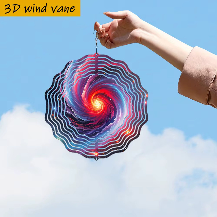 Bunter Wirbel-Galaxie-Windspinner von CIFBUY, Metall, Mehrfarbig, Durchmesser: 25,5 cm - Bild 3