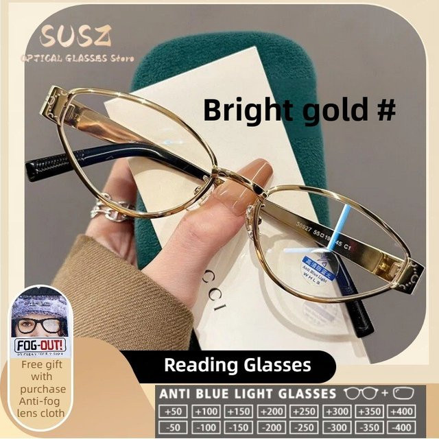 SUSZ Lesebrille, Metall, Oval, Gold, Damen, Vollrand - Bild 1