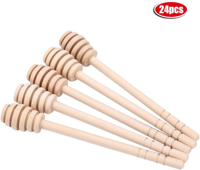 CosyHome Honig-Drizzler aus Holz im 24er Set, beige, Länge: 16 cm - Bild 1