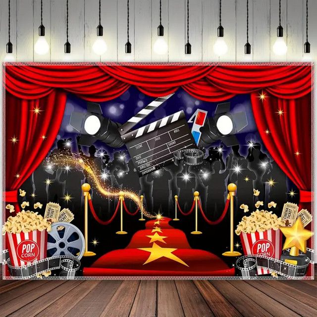 VIKAMA Hollywood Red Stage Wandbehang für Party und Geburtstag, rote Dekoration aus Polyester für Indoor und Outdoor - Bild 1