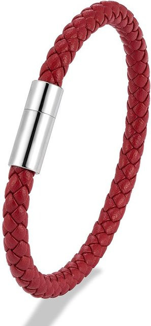 Lederarmband Edelstahl, Blau, Rot, Magnetischer Verschluss, Herren, 23cm - Bild 1