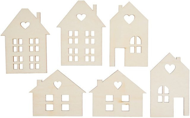 VBS Häuser-Zuschnitte aus Sperrholz, 6er-Set, Beige - Bild 1