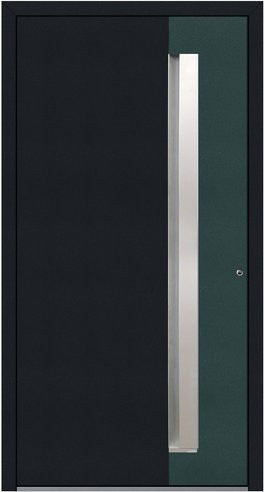 KNOCK Aluminium-Haustür Marte mit Glaseinsatz in Anthrazit und Moosgrün - Bild 1