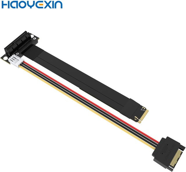haoyexin M.2 NVMe SSD-Verlängerungskabel M.2 auf PCI-Express 3.0 x4 M-Key Riser-Karte in Schwarz für M.2 2230 2242 2260 2280 SSD - Bild 1