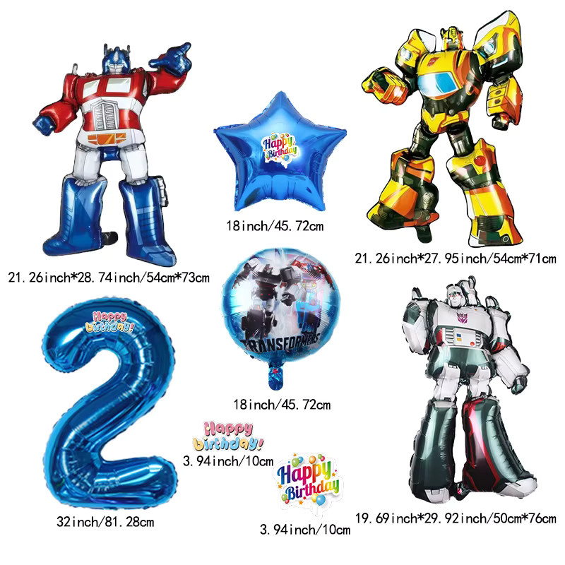 6-teiliges TOPTOY Party-Dekorationsset für Kinder mit Optimus Prime und Bumblebee Aluminiumfolienballons in Blau - Bild 3