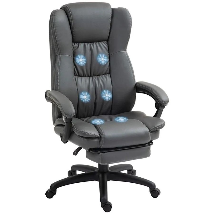 Vinsetto Bürostuhl mit Massagefunktion aus Kunstleder und Schaumstoff in Dunkelgrau, B/T/H: 68,5 x 46,0 x 121,0 cm - Bild 2