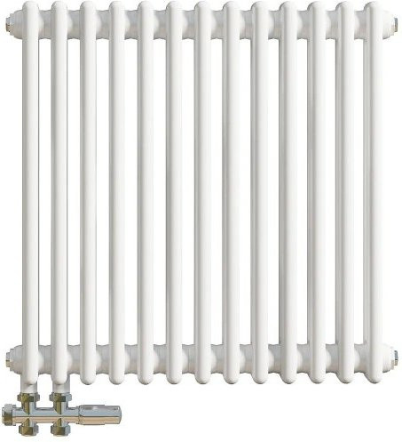 Duschparadies Traditioneller Heizkörper in Gusseisen-Optik mit 2 Säulen, Weiß, B/H: 60,0 x 60,5 cm - Bild 1