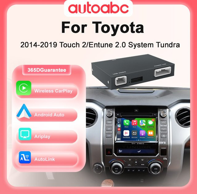 AUTOABC Drahtlose CarPlay und Android Auto Decoder Box für Toyota Tacoma und Tundra mit Touch2 und Entune 2.0 System sowie Bildschirmspiegelung in Schwarz und Grau - Bild 1