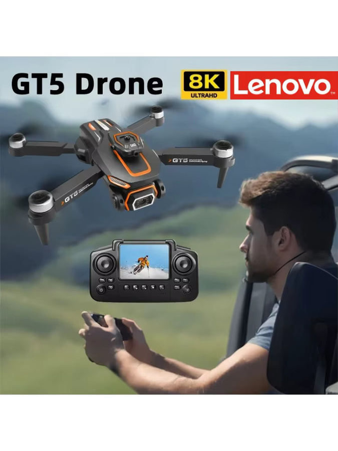Lenovo GT5 Mini-Drohne mit 4K/8K HD Kamera, bürstenloser RC Quadcopter mit Bildschirm, Hindernisvermeidung und optischem Flow, Farbe: Schwarz - Bild 1