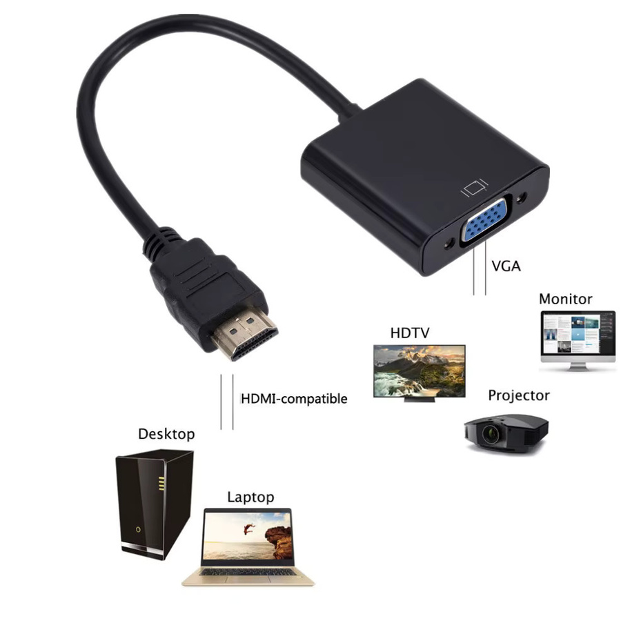 Mrgabwte HDMI auf VGA Konverter Adapter in Schwarz mit Audio-Stromversorgung für 1080P HDTV, Tablet, Projektor, PC und TV - Bild 2