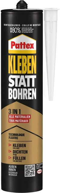 Pattex Montagekleber Kleben Statt Bohren 3 in 1 aus MS-Polymer, Weiß, 390 g - Bild 1
