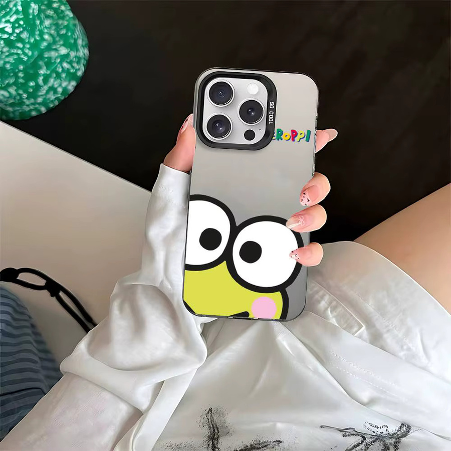 Mesuca K-Keroppi Handyhülle mit Cartoon-Frosch Design für iPhone 17 16 15 14 13 12 11 Pro Max Plus, Stoßfest, Silber und Mehrfarbig - Bild 5