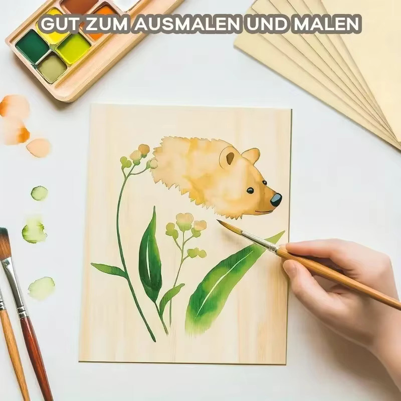Unbehandelte Lindenholz-Bastelplatten in Beige und Braun für DIY-Projekte, Dicke: 1,5 cm - Bild 2