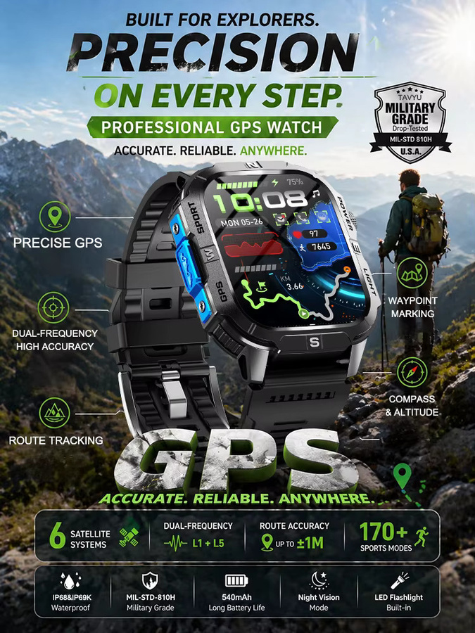 GUHUAVMI Smartwatch, Schwarz, GPS, Silikon, 2,01 Zoll - Bild 7