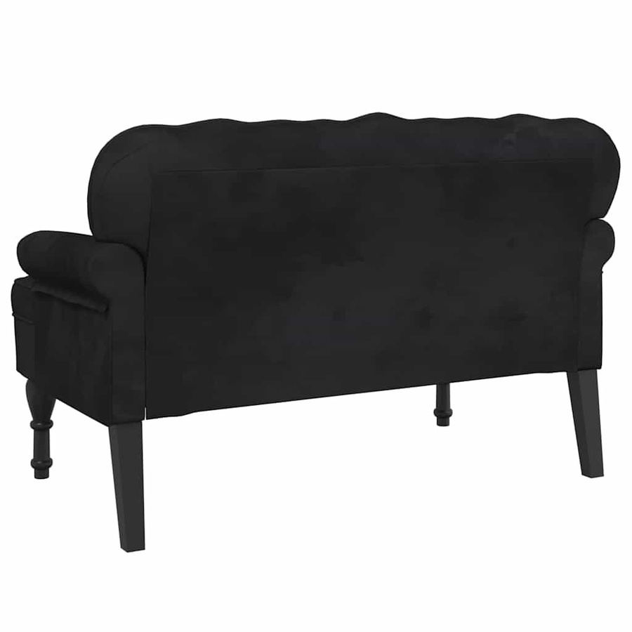 vidaXL Bank mit Rückenlehne aus Samt und Gummibaumholz in Schwarz, B/T/H: 119,5 x 64,5 x 75 cm - Bild 3