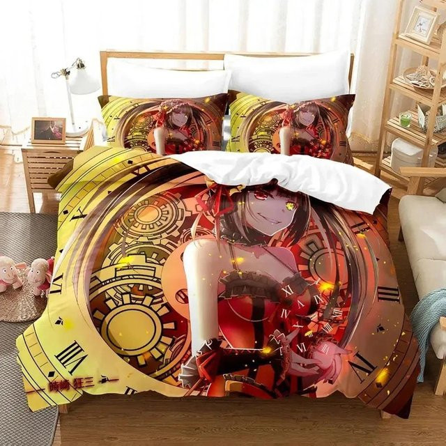 Date A Live Tokisaki Kurumi Bettwäsche-Set aus Mikrofaser mit Bettbezug und Kissenbezug, Mehrfarbig, B/H: 133 x 70 cm - Bild 1