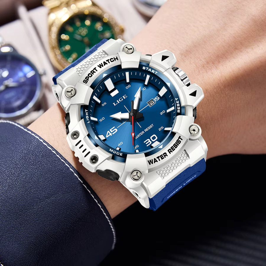 LIGE Armbanduhr Quarz, Silikon, Blau, Herren - Bild 5