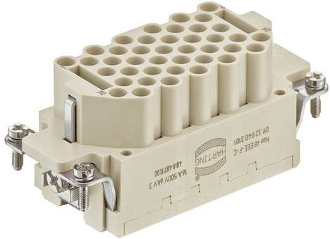 HARTING Stifteinsatz 40 Crimpen aus Kunststoff in Grau und Beige - Bild 1