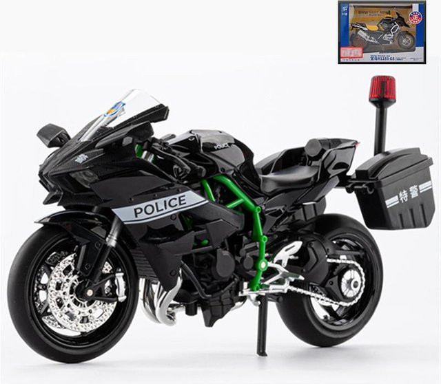 Linyi toy car H2 H2R Sport Polizei Motorrad Modell, 1:12, Metall, mit Licht und Sound, ab 14 Jahren - Bild 1
