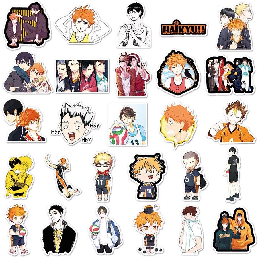 52-teiliges Haikyuu!! Anime Sticker Set von Bandai, wasserfeste Graffiti Cartoon Aufkleber in Multicolour für DIY Deko - Bild 3