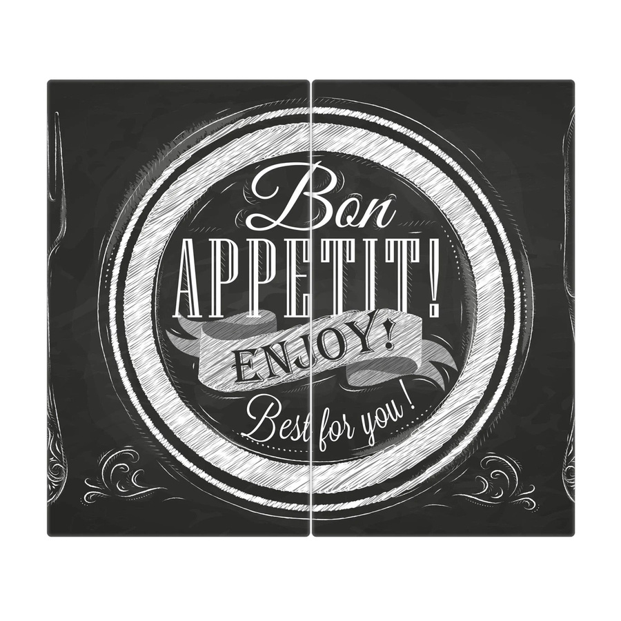 Banjado Herdabdeckplatte aus Glas zweiteilig mit Motiv Bon Appetit, Farbe Schwarz, B/T: 52 x 30 cm pro Teil - Bild 3
