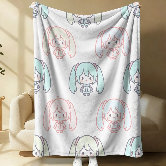 Hatsune Miku Flanellndecke mit Chibi-Druck in Multicolour - Bild 1