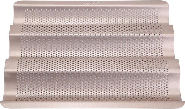 TOMTOP JMS Baguette Backblech mit 3 Slots, perforiert, weiß, aus Carbonstahl und Aluminium, beschichtet und antihaftbeschichtet - Bild 1