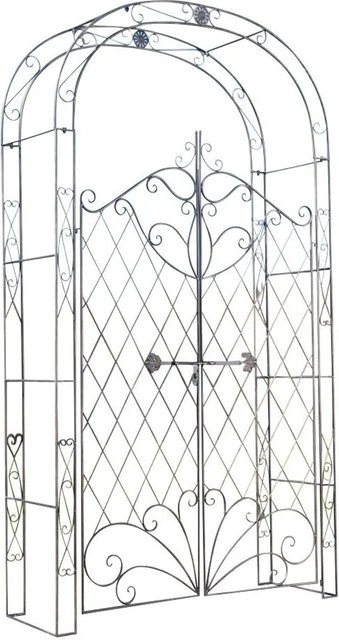 DELUKE Rosenbogen MINDEN mit Tor aus Metall in Bronze, Rankhilfe für den Garten, B/T/H: 120 x 40 x 220 cm - Bild 1