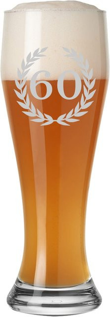 LUXENTU Weizenbierglas mit Gravur 60. Jubiläum, transparent, 0,5 l - Bild 1