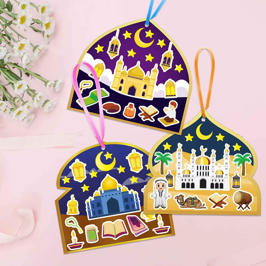 36-teiliges Cartoon Islamische Aufkleber Set für Ramadan Kareem mit Halbmond-Motiven in Mehrfarbig, Bastelset für Moschee-Partys und Geschenkanhänger aus Papier - Bild 3