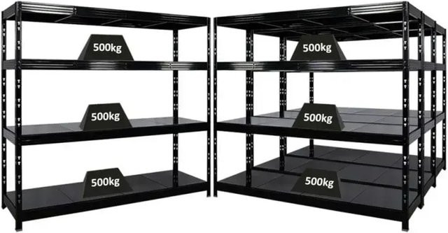 PROREGAL Rhino Profi Schwerlastregal Set mit 4 Stahlplatten-Ebenen Schwarz B/H/T: 200 x 180 x 60 cm - Bild 1