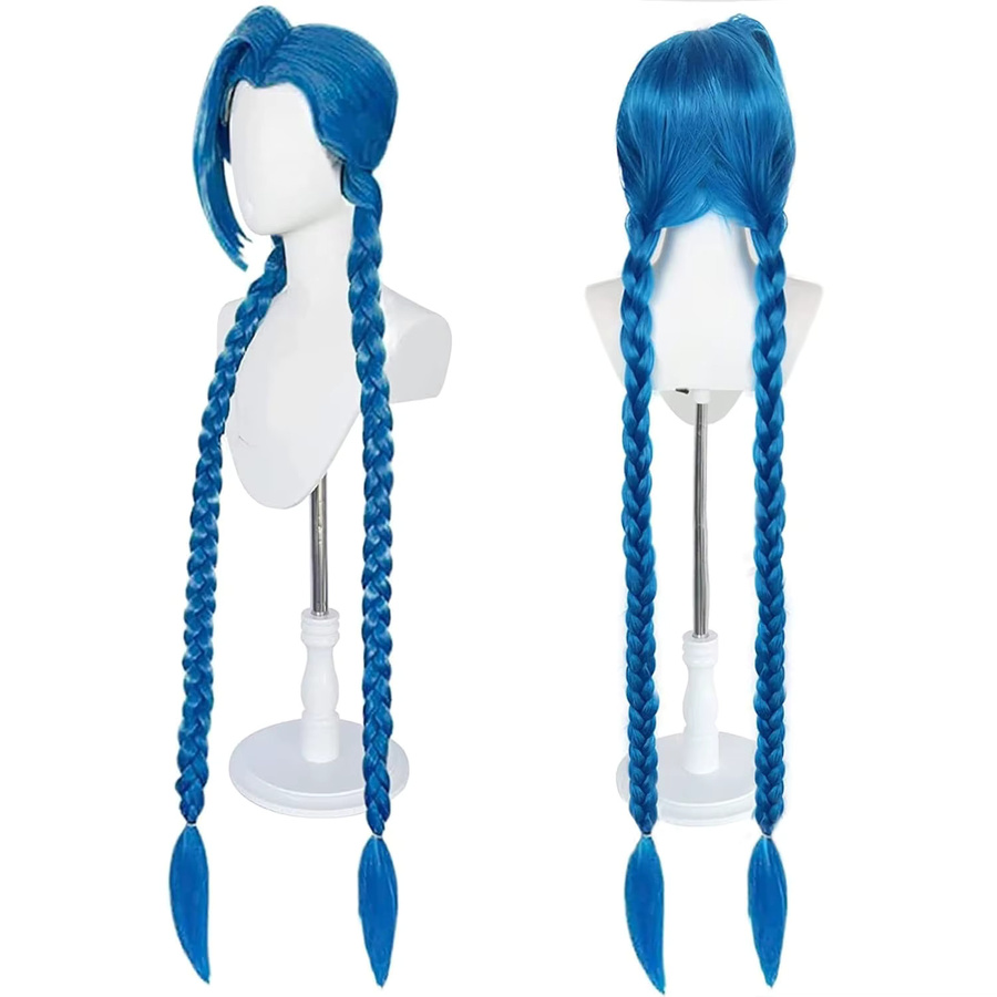Ebingoo Cosplay-Perücke, blau, geflochten, lang, gerade, Damen - Bild 2