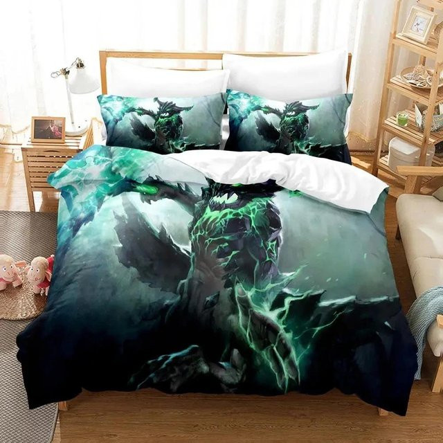 Dota 2 Bettwäsche-Set mit 3D-Druck Design, bestehend aus Bettbezug und Kissenbezug, Mehrfarbig, Breite: 135 cm, Länge: 200 cm - Bild 1