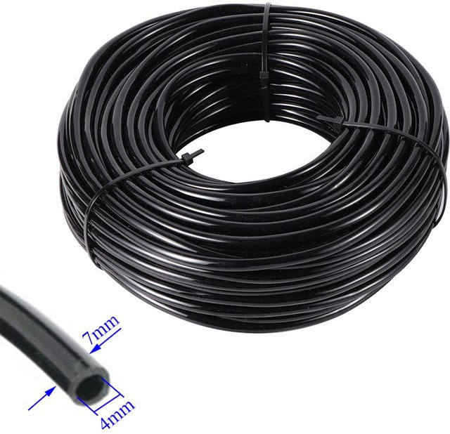 KTY Mikro-Bewässerungsschlauch aus PVC für Garten und Gewächshaus, Schwarz, 20m, 4/7mm - Bild 1
