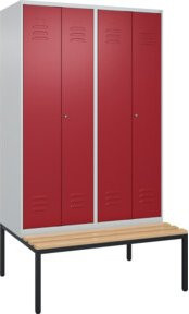 C+P PSA Doppel-Spind Classic PLUS Sitzbank mit 4 Abteilen, Buche-Hartholz und Zylinderschloss, B/T/H: 212,0 x 120,0 x 81,5 cm - Bild 1