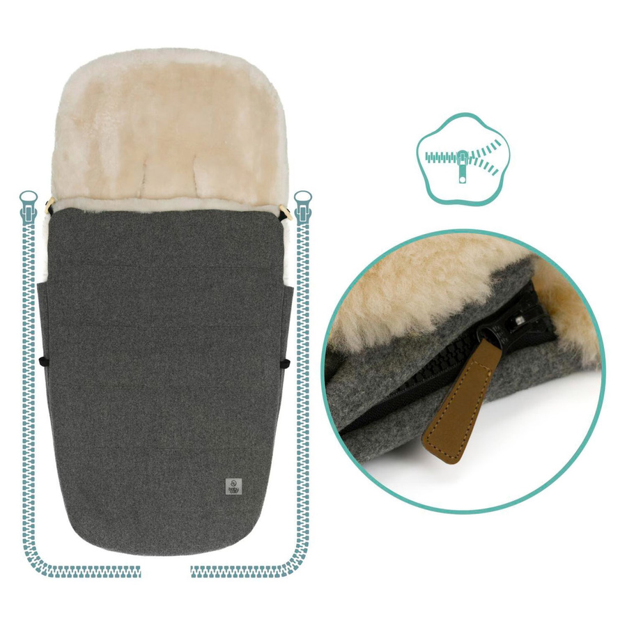 Babycab Winterfußsack Lille Wool aus Lammfell in Grau - Bild 2