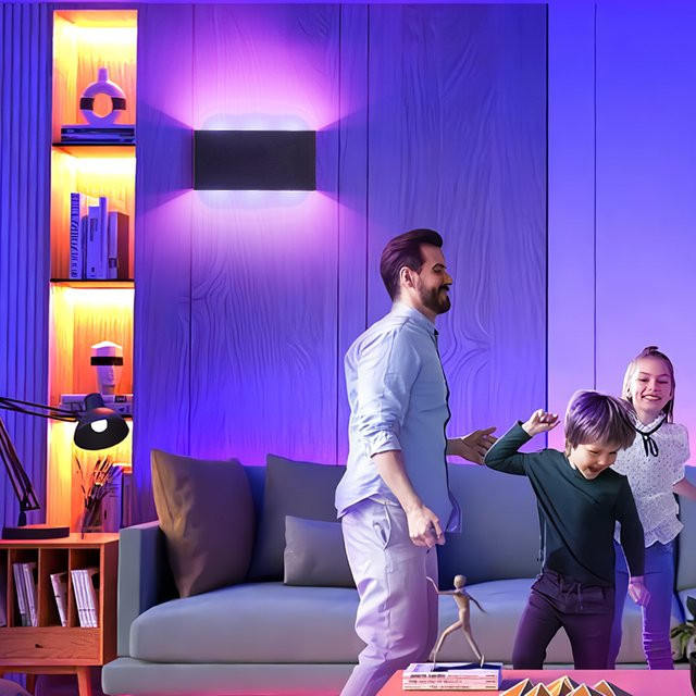 6wcharging RGB LED Wandleuchte Schwarz mit Fernbedienung und Touch-Dimmer, tragbares batteriebetriebenes Nachtlicht für das Schlafzimmer - Bild 1