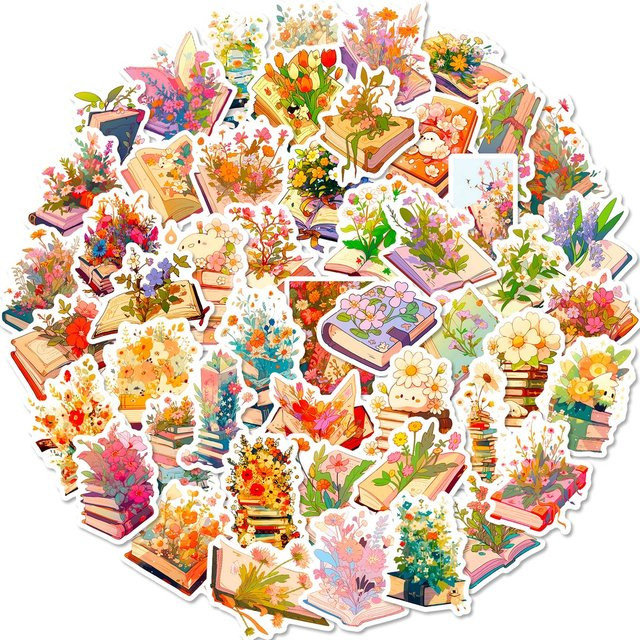 50 Stück Ästhetische Floral Bücher Aufkleber Wasserdichte Graffiti Sticker in Multicolour von BulingBulingStickers Shop - Bild 1