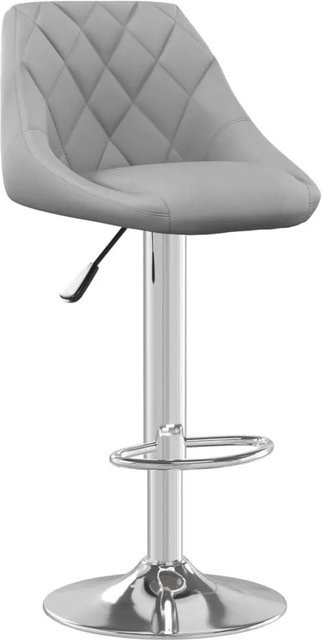 vidaXL Barhocker aus Samt in Hellgrau mit 360 Grad Drehsitz und Stahlgestell, Höhe: 110 cm, Breite: 44 cm, Tiefe: 46 cm - Bild 1