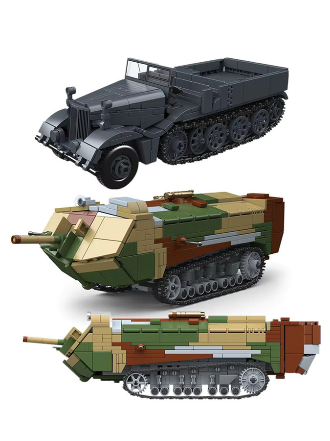HYMILENARIO Weltkriegs-Armee Militär-Soldaten Saint-Chamond Schwerer Panzer, Modellbausatz, Bausteine - Bild 3