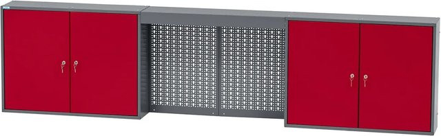 Küpper Hängeschrank 4-türig mit 4 Fachböden in Rot, B/H/T: 240 x 60 x 20 cm - Bild 1