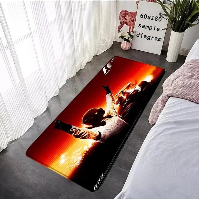 Karpetti Teppich F1 Rennfahrer 33 Design, Rutschfeste Bodenmatte für Wohnzimmer, Balkon oder Eingangsbereich, B/T: 80 x 120 cm, Mehrfarbig - Bild 1