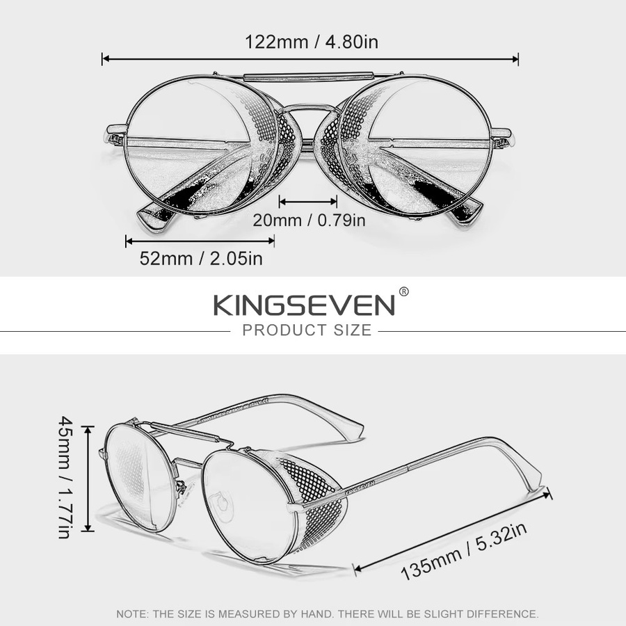 KINGSEVEN Sonnenbrille, Rund, Vollrand, Metall, Unisex, polarisiert - Bild 2
