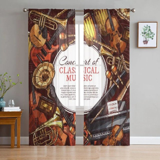 Transparente Chiffon-Fenstergardine von A Family Of Home Textiles in Schwarz, B: 135 cm, H: 114 cm - Bild 1