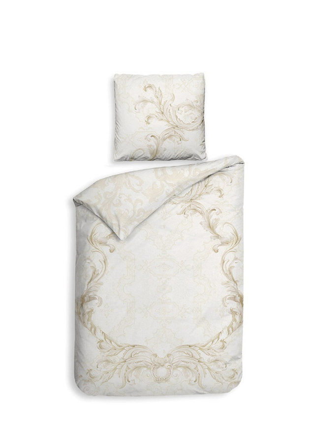Heckett & Lane Mako-Satin Bettwäsche Lauren Off-White Ornamente Barock Wende Design, B/H: 155 x 220 cm mit Kissenbezug 80 x 80 cm - Bild 1