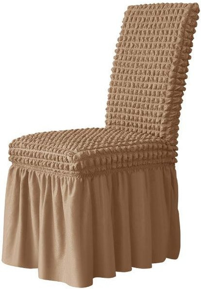 Yiran Furniture Seersucker-Stuhlbezug mit hoher Rückenlehne und Rock in Lichtkaffee, waschbarer Stretch-Stuhlbezug für Esszimmer und Bankette - Bild 1