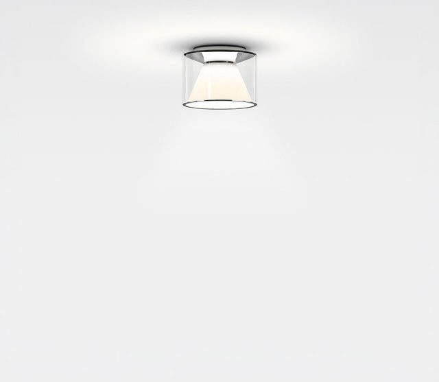 Serien Lighting Drum Ceiling XS Short LED-Deckenleuchte aus Glas und Aluminium in Transparent mit warmweißem Licht (3000K) - Bild 1