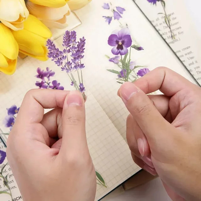 40 Stück Natürliche Blumen-Aufkleber in Lila für Scrapbooking und DIY-Projekte aus Papier - Bild 1